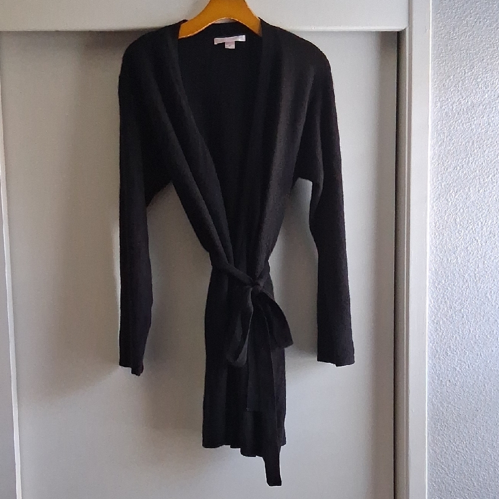 Y2K Victorias Secret 100% Cashmere Black Belted Robe M/L